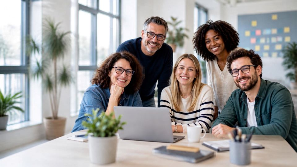Photo illustrant une équipe au sein d'une entreprise